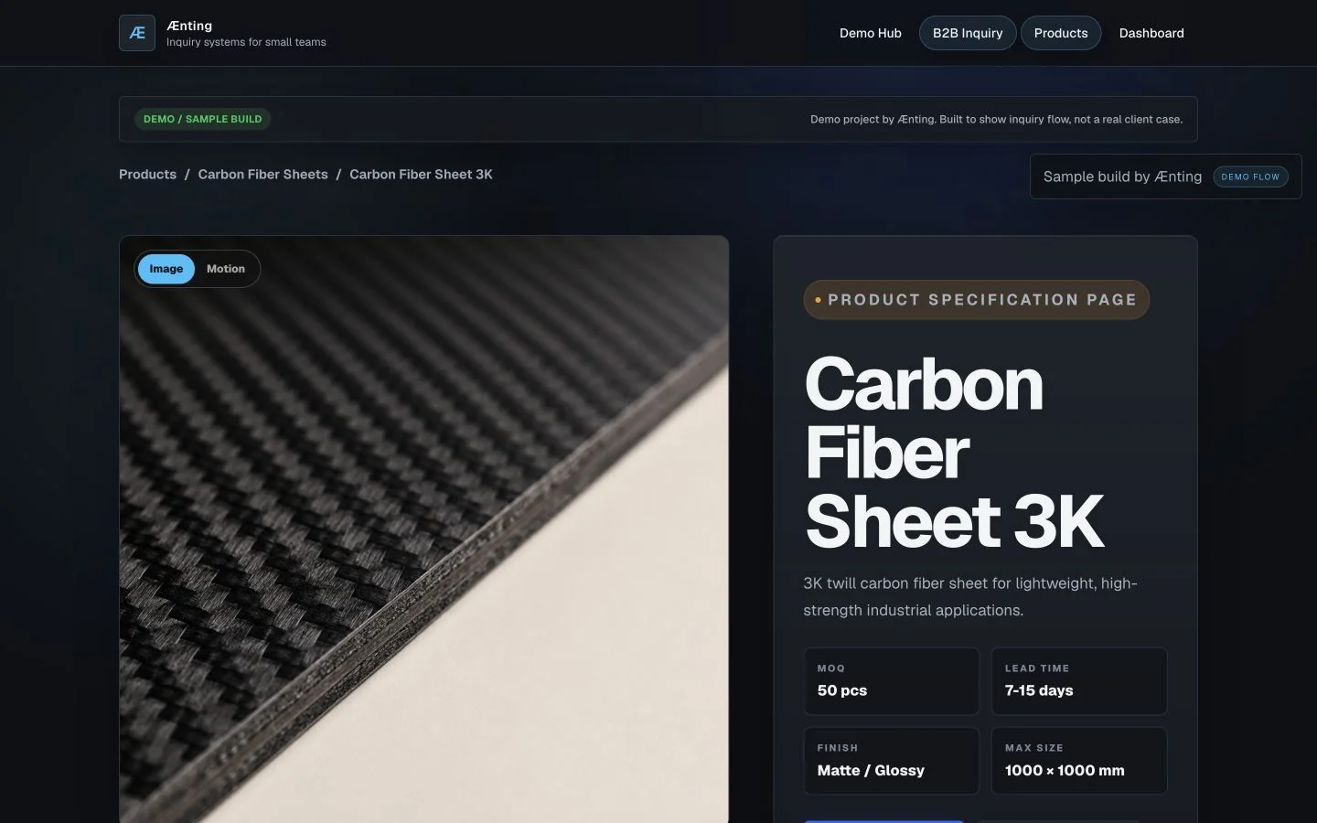 Carbon Fiber 产品详情页