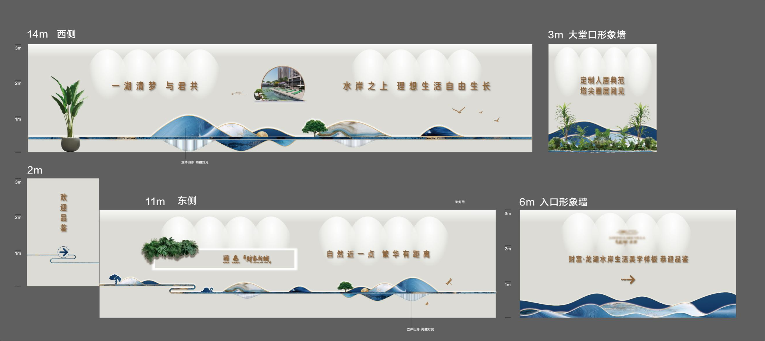 湖景地产围墙、入口与方向识别的完整空间图形作品板